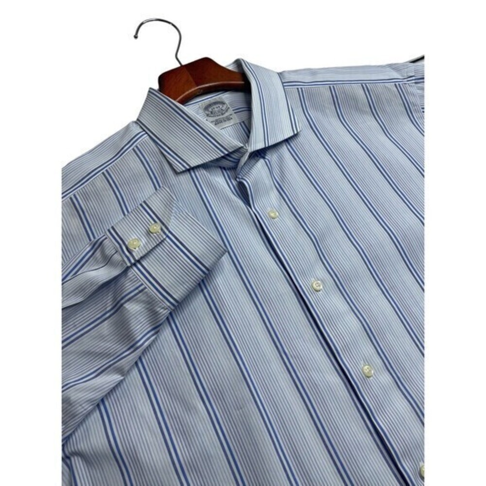 VTG BROOKS BROTHERS Size 17-33  Mens Made in USA Blue  Button Front‎ Shirt